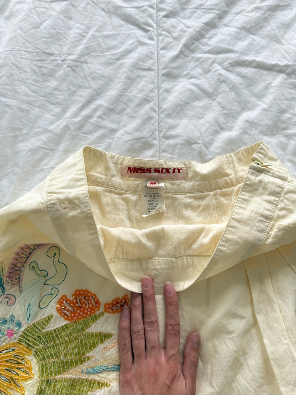 Miss Sixty beige beaded cotton midi skirt - Picture 3 of 3